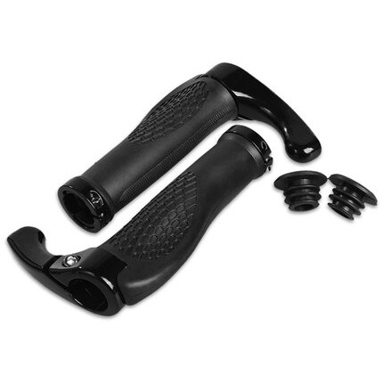 Rockbros fietsstuur grip ergonomische antislip rubberen handgrepen lock-on cover fietsstuur mtb racefiets accessoires: Stijl 2 zwart