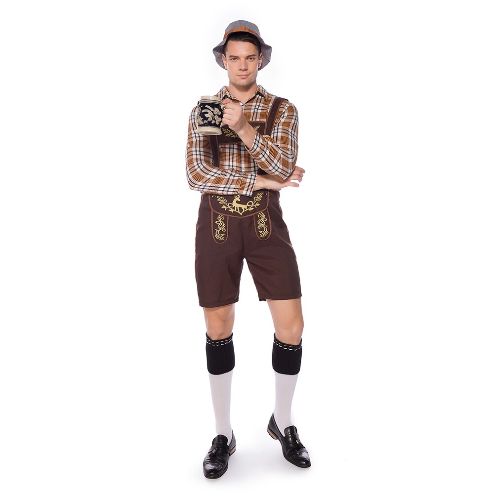 Germany Oktoberfest Lederhosen Costume Traditional Bavarian Beer Costume Halloween Outfit For Men
