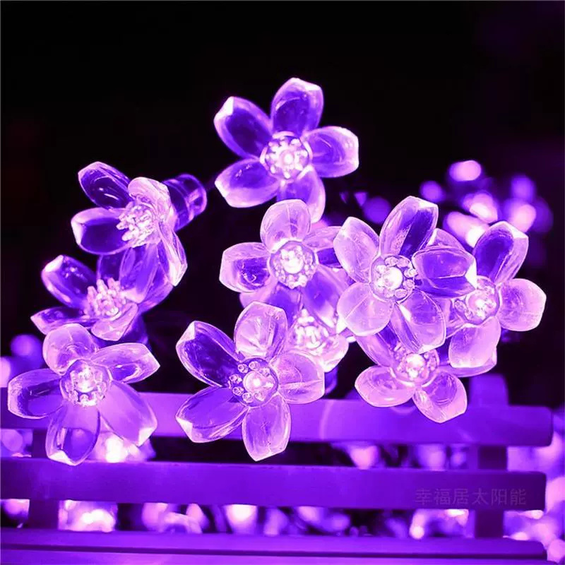 5m 7m 12m solcelledrevne lyskæder udendørs vandtæt 8 tilstande kirsebærblomst lys jul havefest dekoration fe bryllupslampe: Rgb / 6-10w