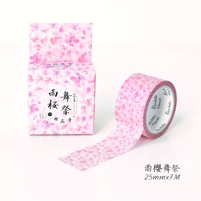Söt körsbärsblomning säsong japansk washi tejp papper gör-det-själv dekor scrapbooking planerare självhäftande maskeringstejp kawaii brevpapper: Svart
