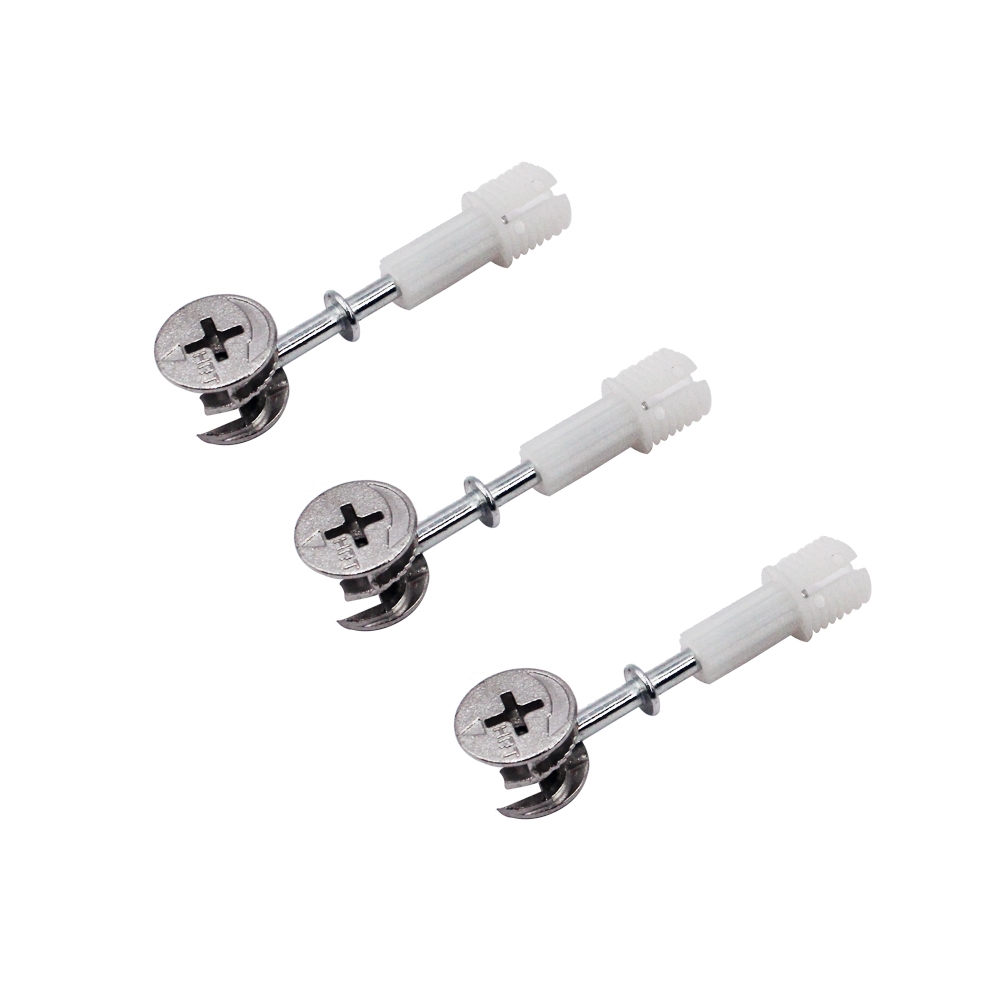 L 51Mm Garderobekast Meubelconnector Verdikte Excentrische Wielschroefbevestigingsmiddel M10 Witte Snelpasstang 2 In 1 Schroefset