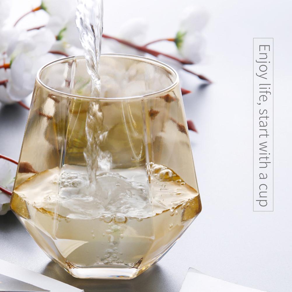 Glaskopp geometrisk whiskyglas genomskinlig hushållsfruktjuice cocktail glas ishall dricka snabbt