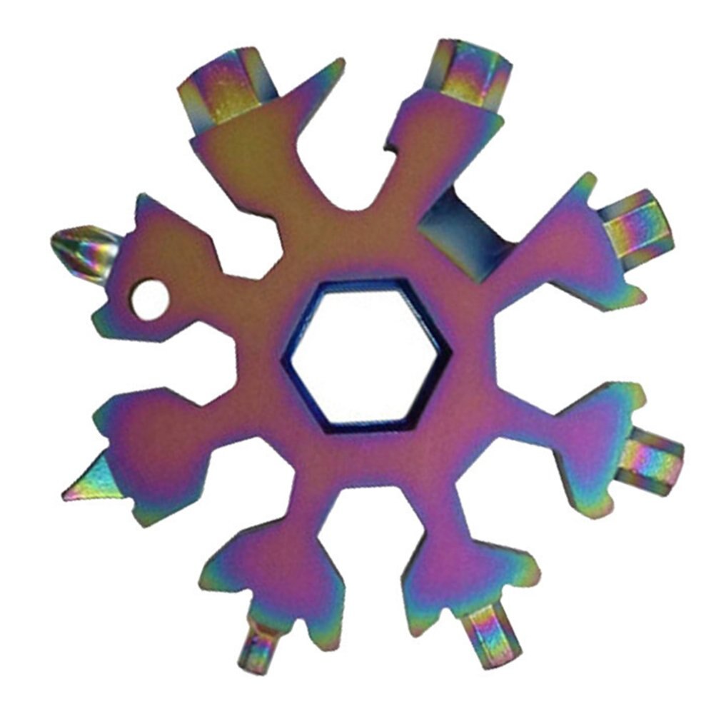 19-In-1 Snow Keychain Tools Multi-tool Wrenches Combination Stainless Steel Snow Shape Outdoor Portable Snowflake: Colorful