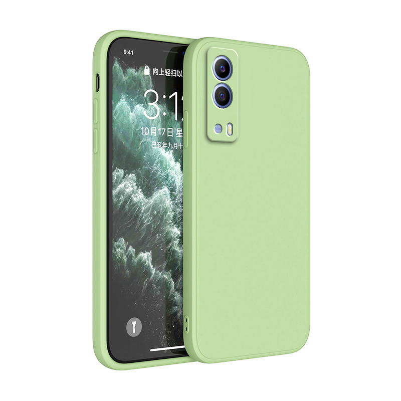 Case voor VIVO Y53S T2 Y72 Y52 Y53ST2 5G Camera Bescherming Vierkante Vloeibare Siliconen Zachte Schokbestendige Luxe cover Funda: Nylon / green