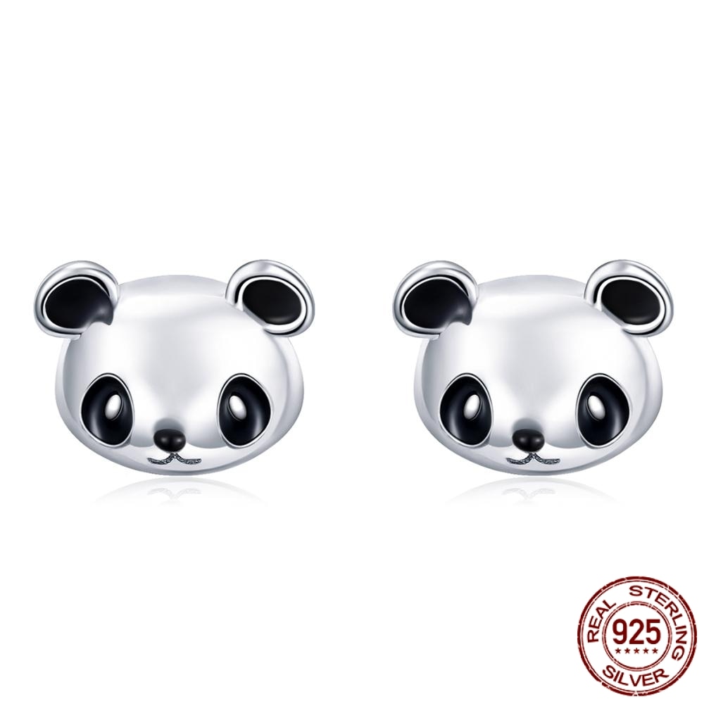 Sterlina genuino argento 925 cute panda animale orecchini donna gioielli in argento piccolo regalo di nozze gioielli