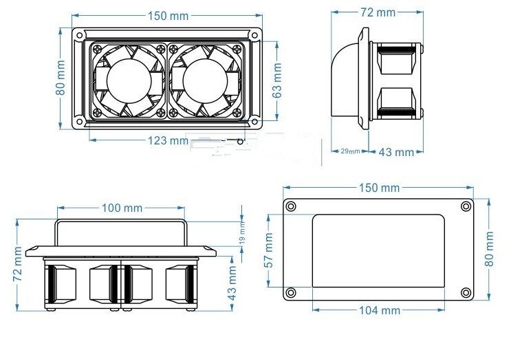 RV vent fan Motorhome Range Fume exhaust fan Side mounted air outlet fan air Canravan extractor hood DC12V 25W