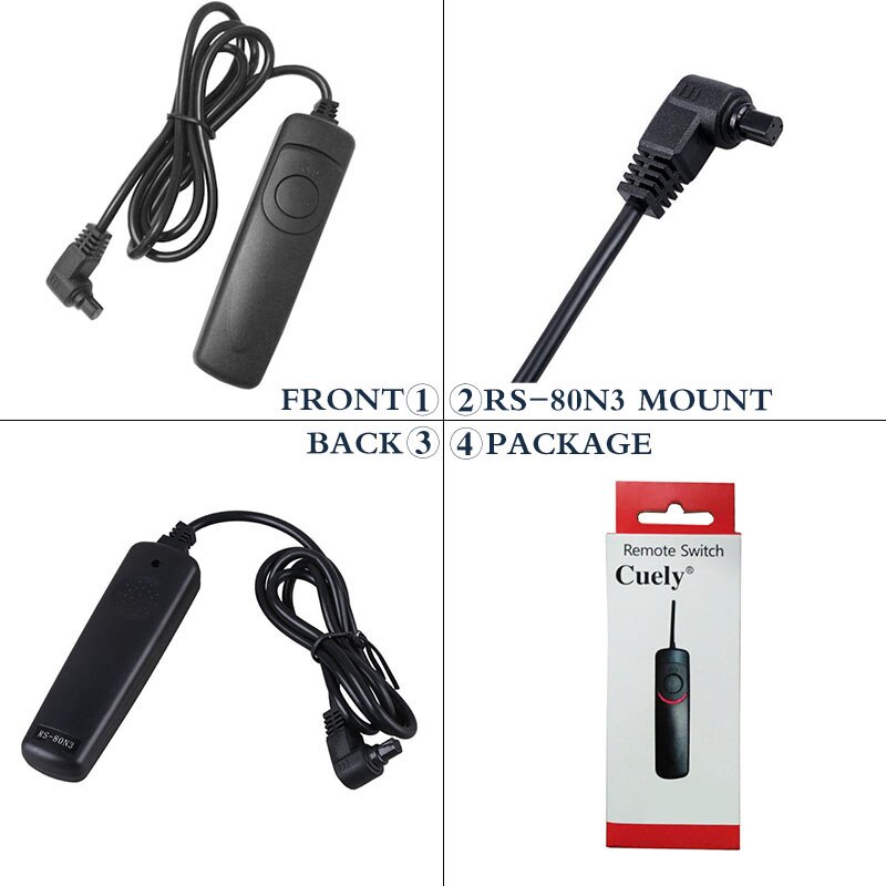Shutter Release RS-80N3 Cable Remote Control For Canon 1DX 1Ds D2000 5D Mark II 5D2 5D3 5DII 7D 50D 40D 30D 20D 10D 30 1v DSLR