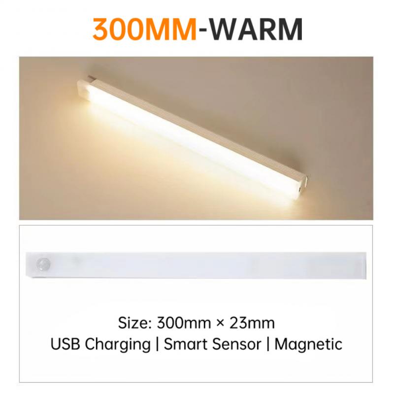 Led natlampe bevægelsessensor nødlys trådløs usb genopladelig lampe skab garderobe lampe under baggrundsbelysning til køkken: Marine blå