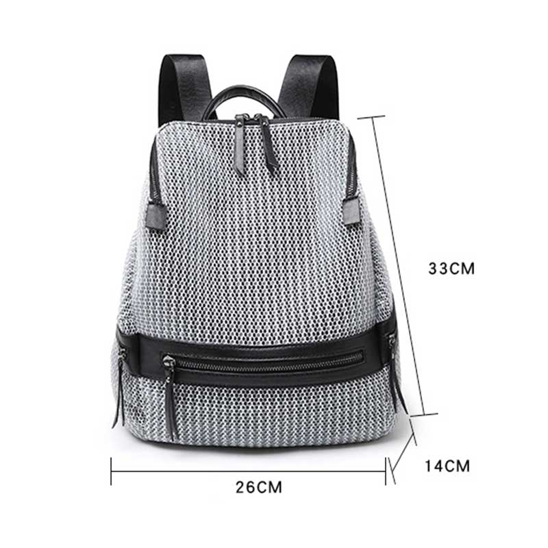 Nova moda náilon mochilas mulheres zíperes bolsos senhoras grande capacidade de viagem mochilas escolares feminino prata cinza/preto