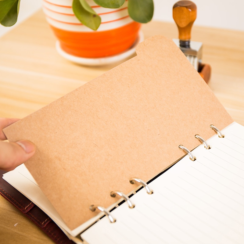 Kraftpapier Seperator Bodemplaat Voor A5 A6 Spiraal Ringen Notebook 6 Hole Losbladige Agenda Journal Dagboek Zwart Geel