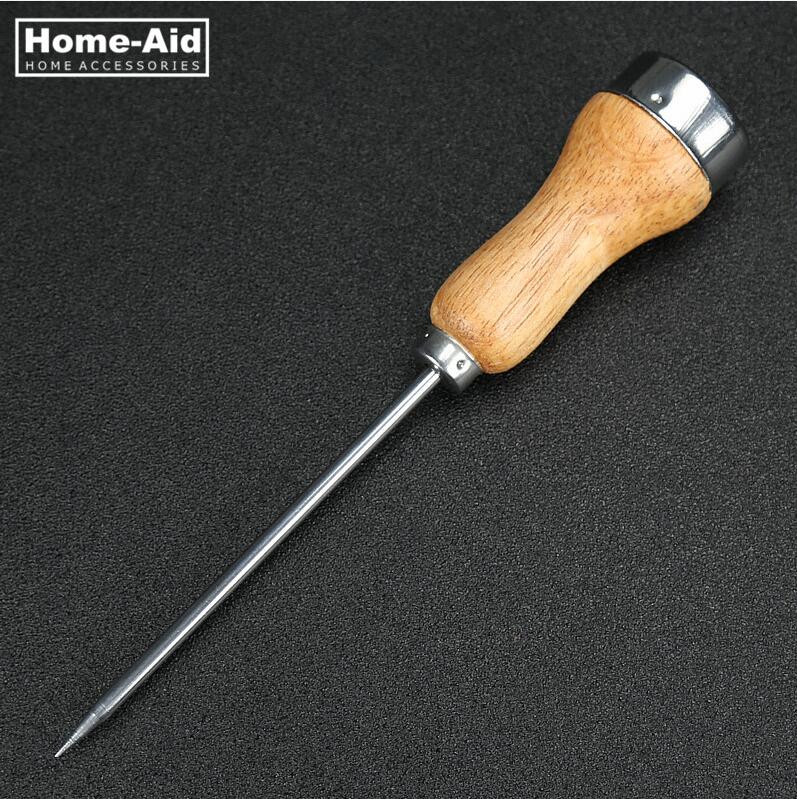 1Pcs Stainless Steel Ice Pick With Wooden Handle Cocktail Ice Crusher Metal Pick Bar Chisel Household Kitchen Bar Tools: A