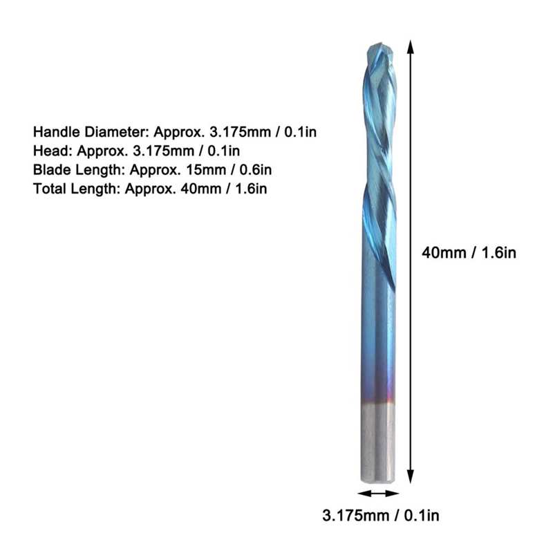 Milling Cutter CNC Tool Tungsten Steel Milling Cutter 3.175x15x40mm Excellent Performance for Industrial Supplies