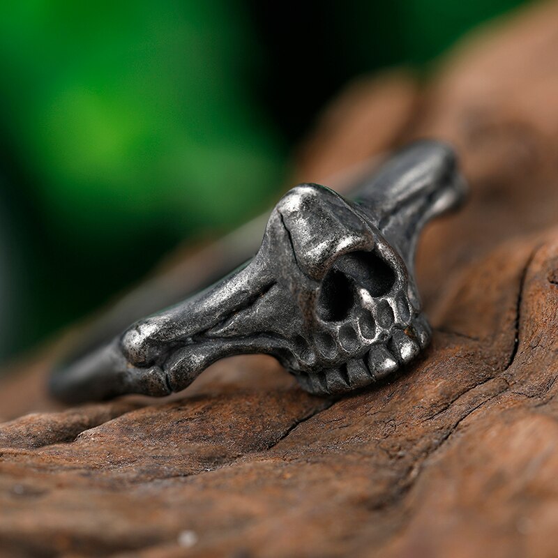 Esthetische Gothic Vintage 316L Rvs Cool Skull Mannen Vinger-Ring Punk Rock Bebaarde Biker Sieraden Kerst Accessoires