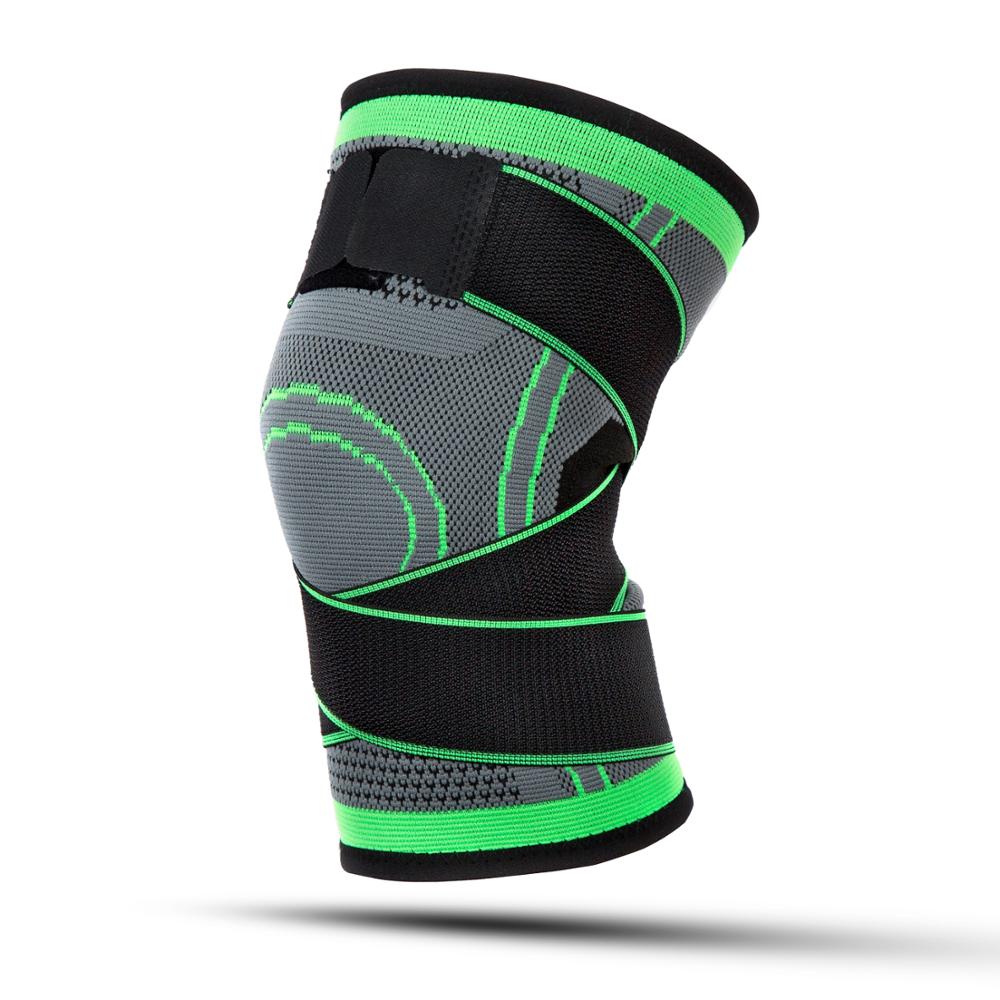 1Pc Sport Kniebeschermer Druk Kneepad Elastische Knie Pads Ondersteuning Mouwen Basketbal Volleybal Brace Training Fitness: 1 Piece Green     XL