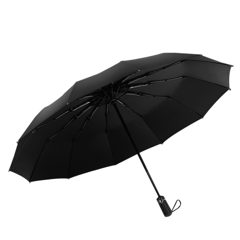 Fully Automatic Folding Black Plastic Men'S Business Umbrella Windproof Reinforcement Rain And Rain Umbrella: Default Title
