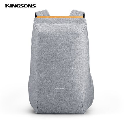 Kingsons Neue Anti-Diebstahl Männer Rucksack 180 Grad Öffnen USB Ladung Laptop Rucksack 15,6 Zoll Schule Taschen für Teenager Jungen: hell grau