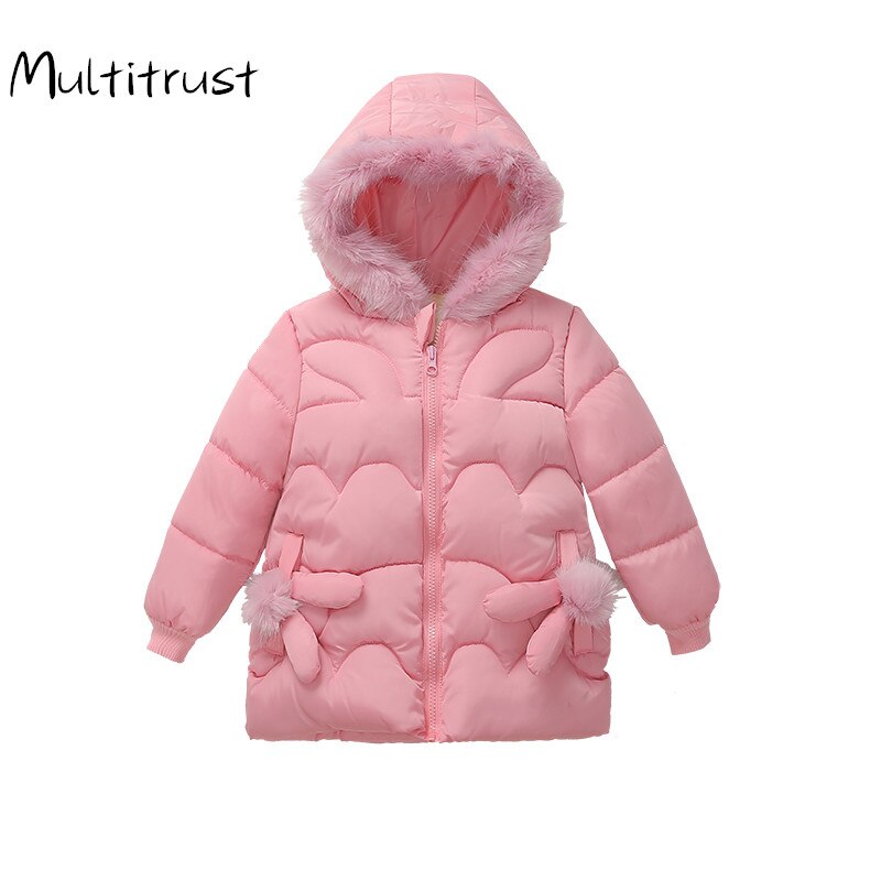 Mode Baby Meisjes Kleding Solid Lange Mouwen Rits Hoodies Coat Donsjack Dikke Winter Warm Tops Outfits 3-8T