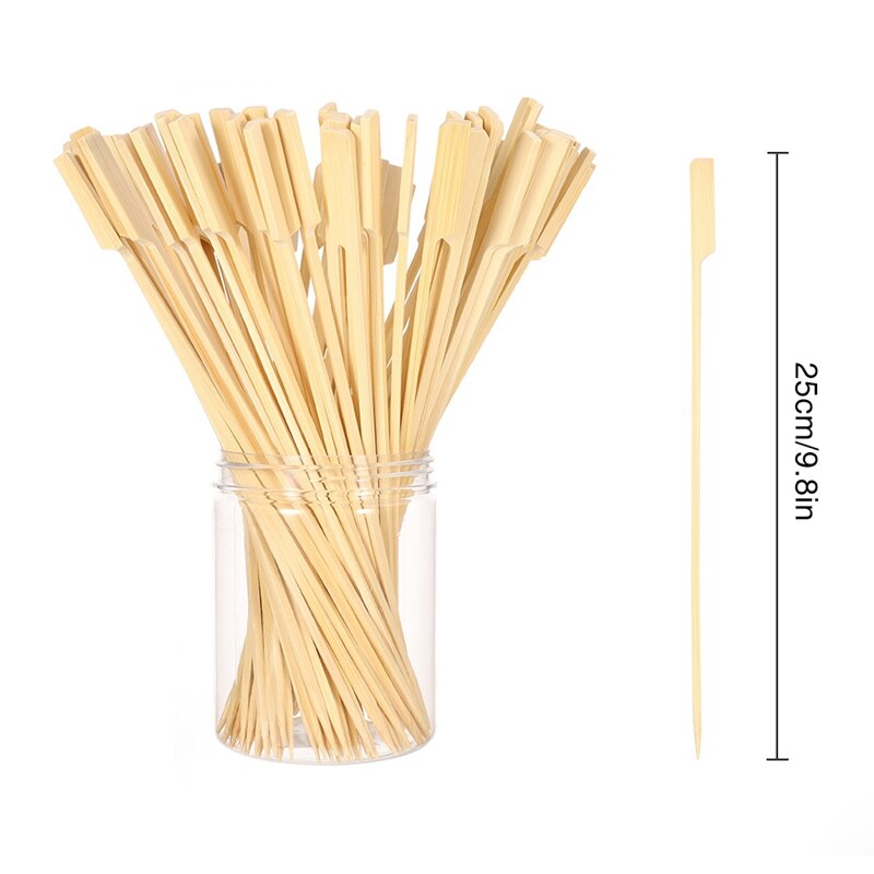 100Pcs BBQ Wooden Bamboo Paddle Skewers Disposable Cocktail Party Sticks Supplies Barbecue Kitchen Accessories