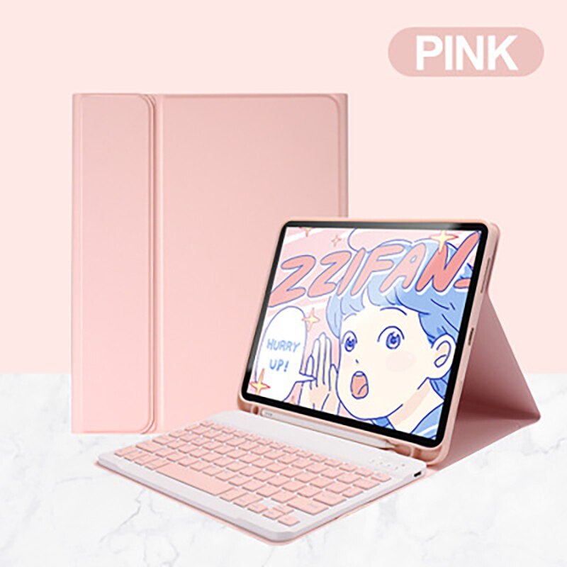 Luxe Wireless Bluetooth Keyboard Met Touchpad Tablet Doek Lederen Telefoon Case Voor Apple Ipad Air Pro 10.5 10.2 Case: Pink