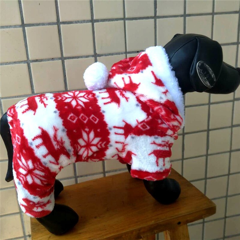 Fleece Hond Jumpsuit Warm Winter Hond Kleding Jumpsuit Kerst Hond Outfit Xmas Huisdier Kleding Pyjama Kleine Hond Kostuum Overalls