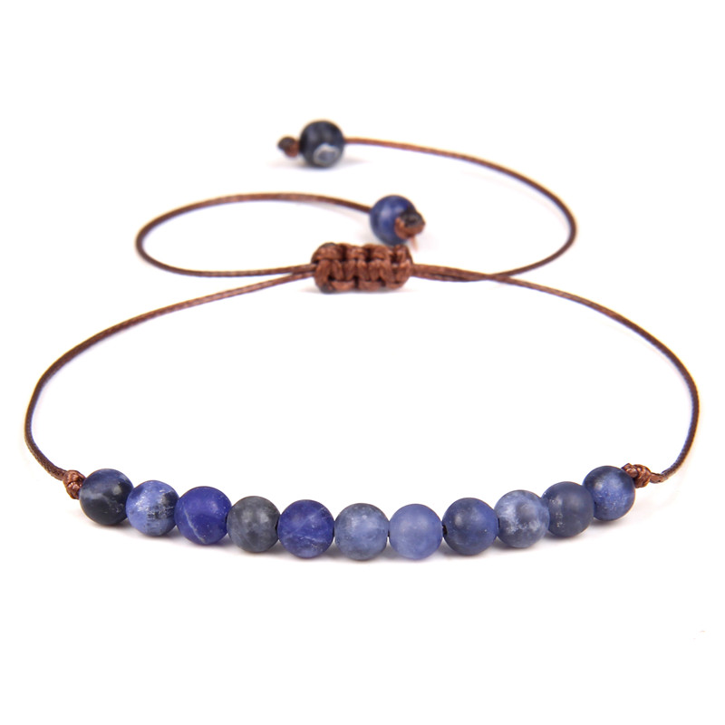 4Mm Mini Kralen Armband Natuursteen Gevlochten Armbanden Voor Vrouwen Mannen Verstelbare Touw Labradoriet Jaspers Agaat Bangle Sieraden: 12.Sodalite