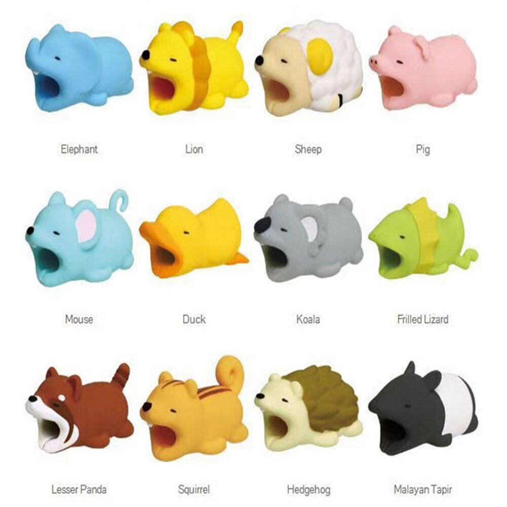 cute animal phone cord protector Earphone pendant USB charger cable clips tiger cat Clownfish Polar bear quick