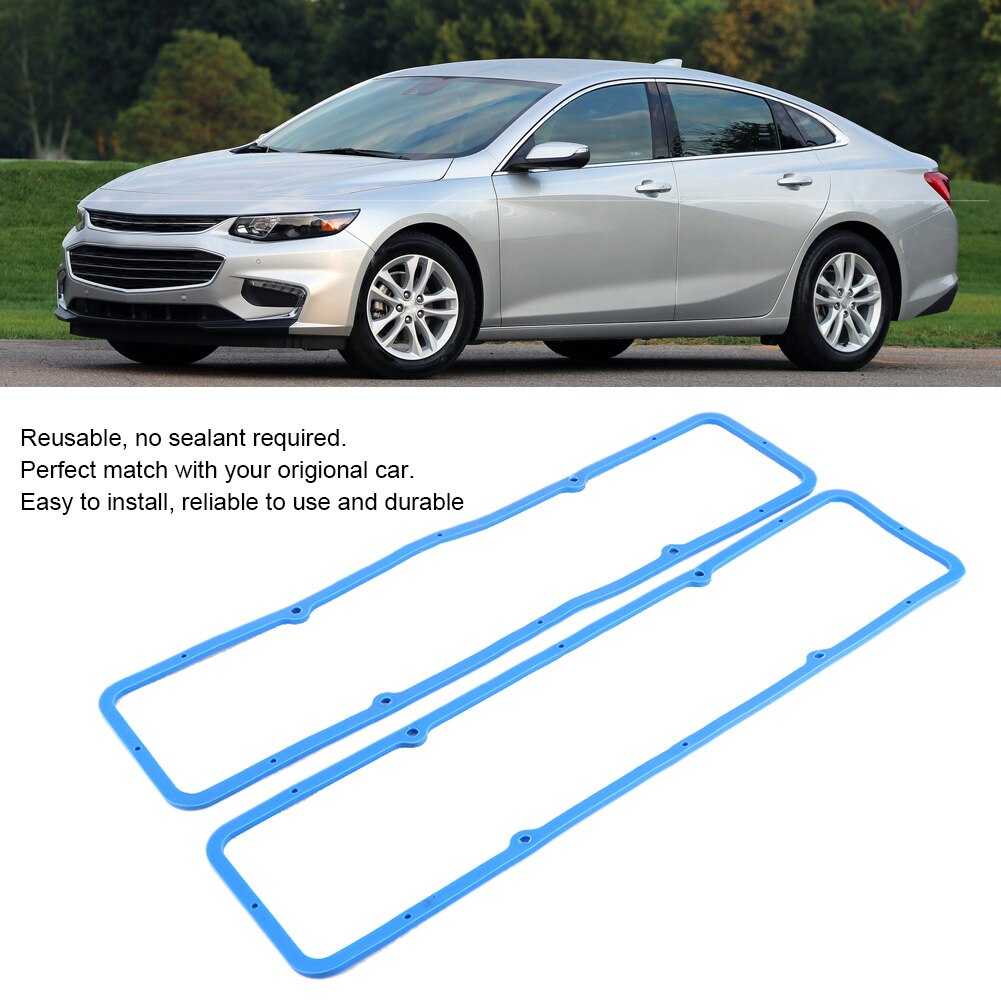 2PCS Cylinder Head Gasket Replacement Valves Chamber Cover Pad Parts Compatible for Chevy 283 327 350 383 400 Engine (Blue)