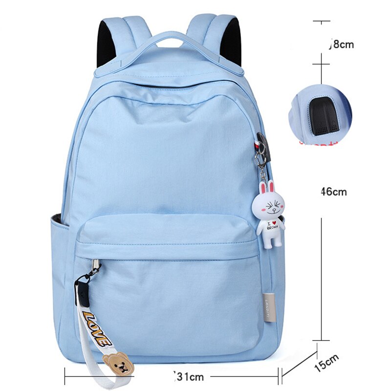 Mädchen Schule Taschen Casual Collage Laptop Rucksack Multi Tasche Reise Rucksack Dame Frauen Rucksack Rucksack: Himmel Blau