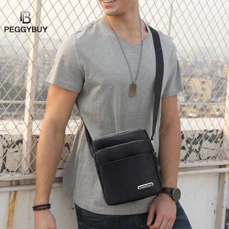 Heren Tas Nylon Schoudertas Kleine Waterdichte Diagonaal Tas Effen Kleur Schouder Messenger Packs Business Mannen Nylon Crossbody Tas