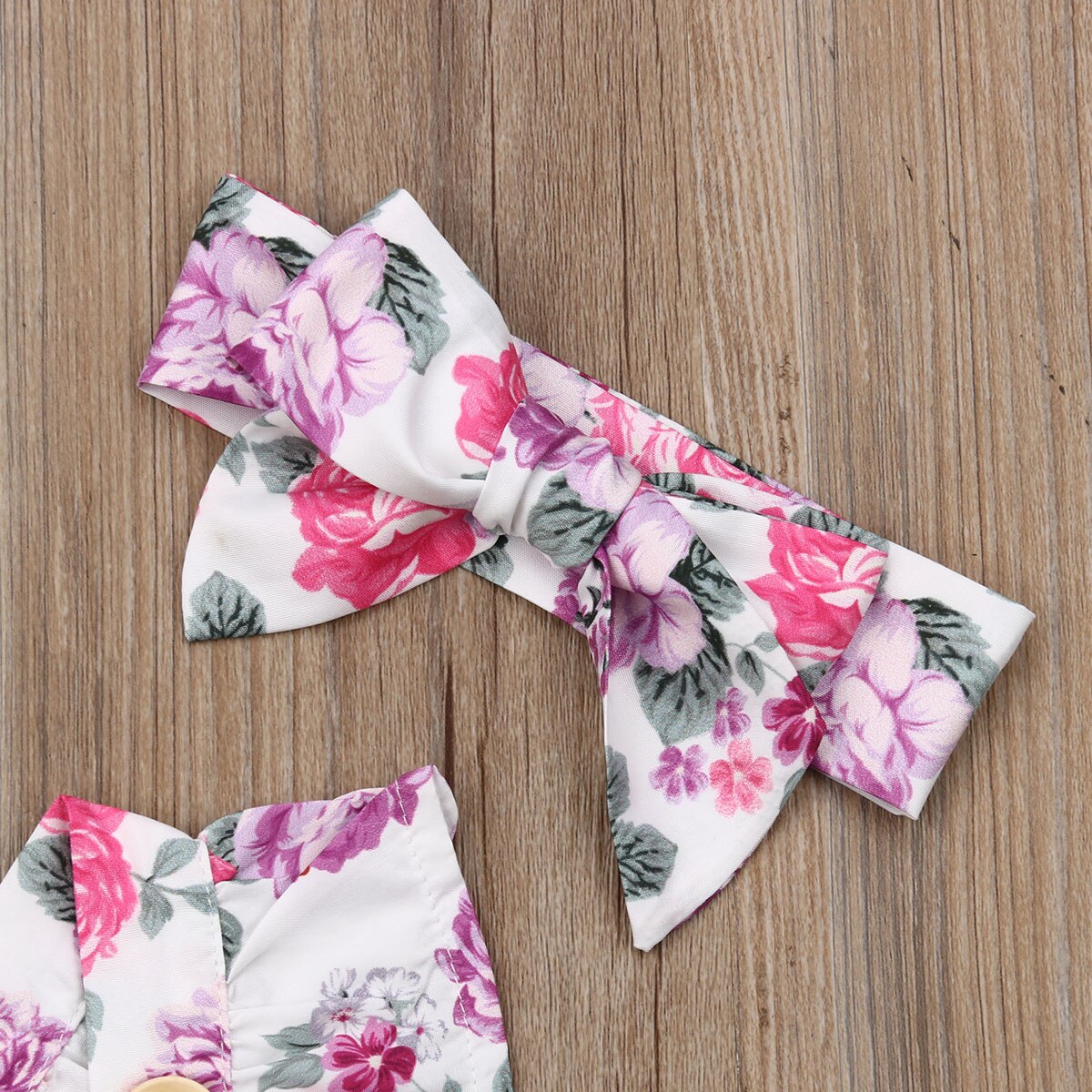 Newborn Kids Baby Girls Boys Floral One-piece Jumpsuit Headband 2pcs Outfits Summer Clothes