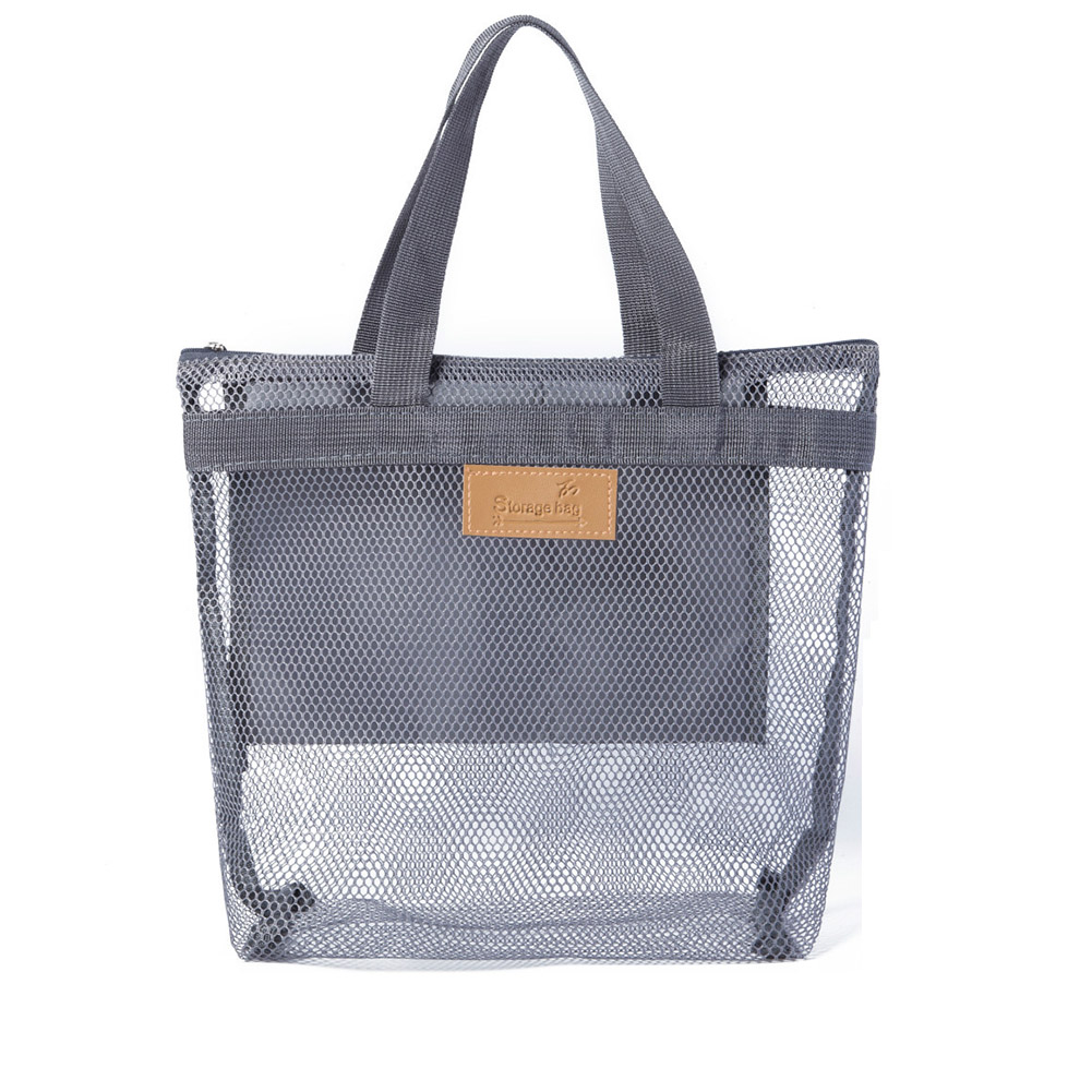 1PC maquillage organisateur pochette femmes voyage grand cosmétique sac ensemble maquillage maille sacs de toilette unisexe lavage organisateur Portable pochette: grey