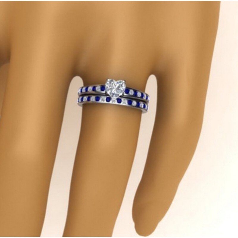 Mode Product Populaire Ingelegd Blue Zircon Engagement Ring