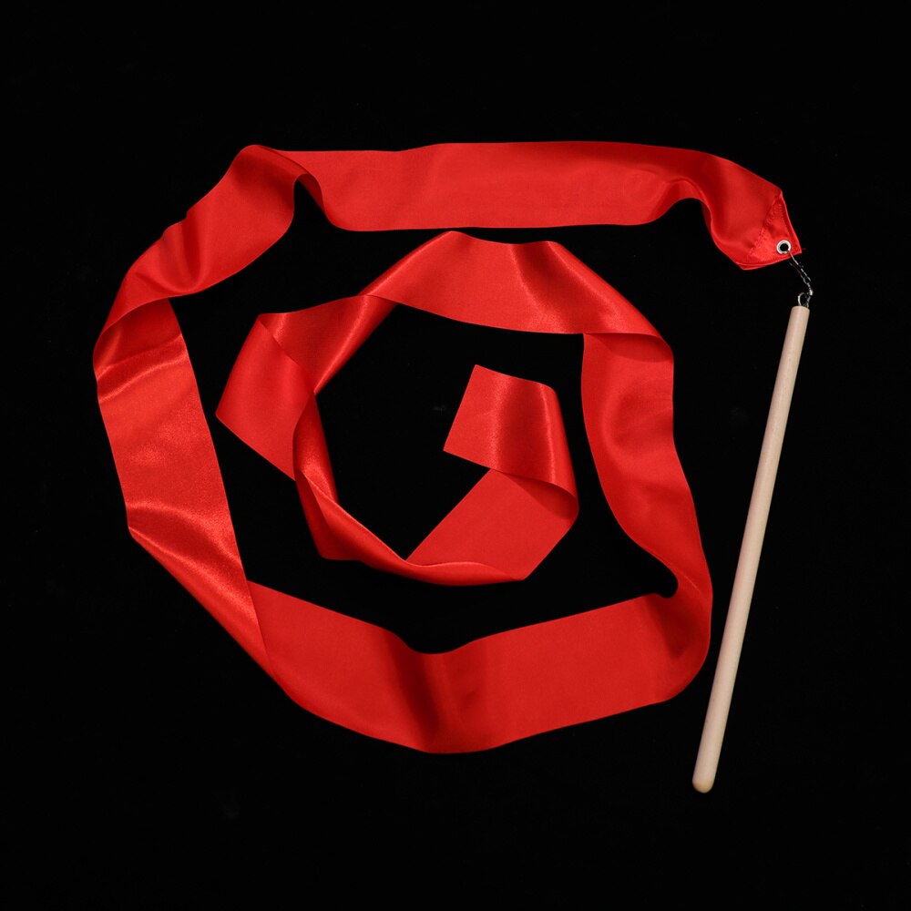 2Pcs 2m Colorful Rhythmic Gymnastics Ribbon Dancing Gymnastics Ribbon Dancing Streamers for Kids Children (Red)