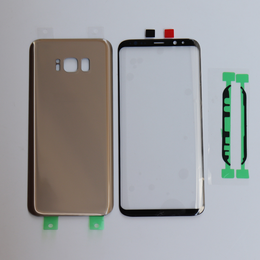 Front Touch Panel Outer Lens+Rear Battery Door Back Glass Housing Cover + Adhesive For Samsung Galaxy S8 G950 S8 + G955 S8 Plus