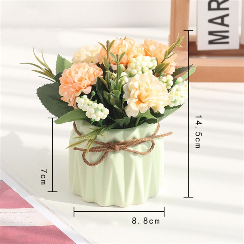 European Ceramic Vase with Artificial Flowers Minimalist Office Desktop Indoor Green Plants Pot Home Garden Decoration Vases: Green