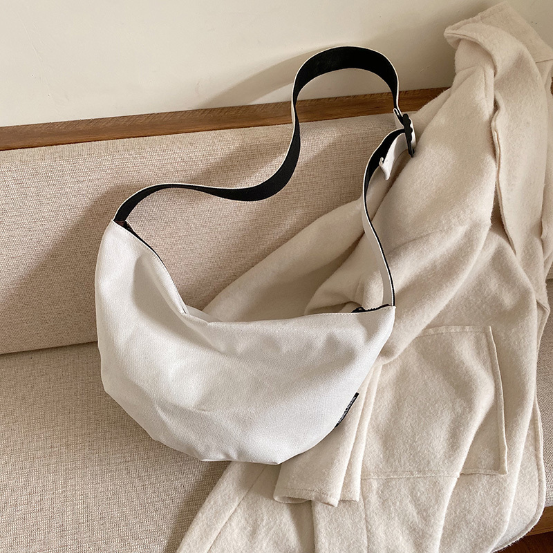 [BXX] décontracté toile Crossbody Dumplings sacs pour femmes sac à bandoulière femme sacs à main et sacs à main HJ451: white