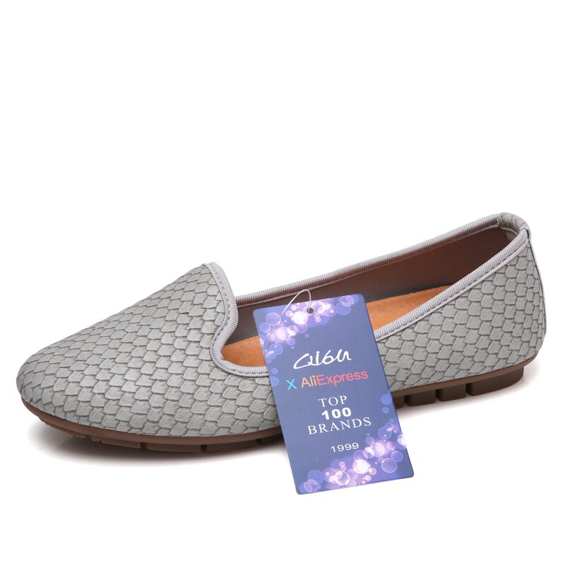 O16U mujer bailarina zapatos planos deslizamiento en PU piel de serpiente zapatos de barco mujer mocasines caminar Oficina Ballet zapatos planos señoras: gray OU.2159 / 5,5