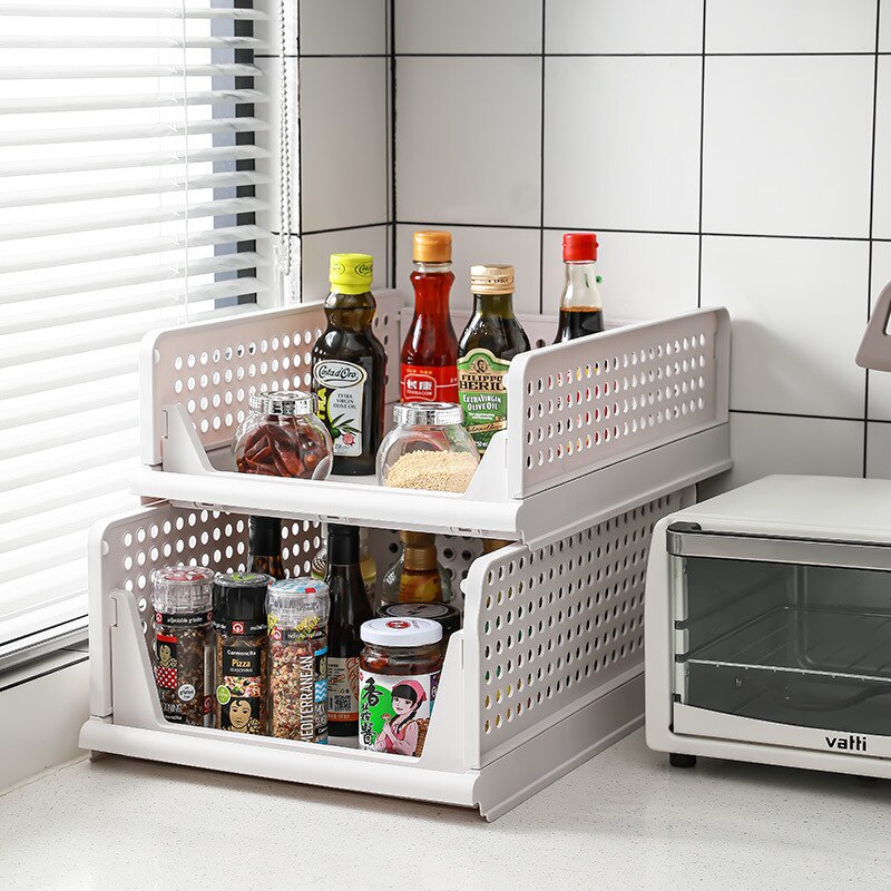 Wardrobe layered partition storage drawer Stackable clothes storage organizer Clothes storage basket Cabinet organizer