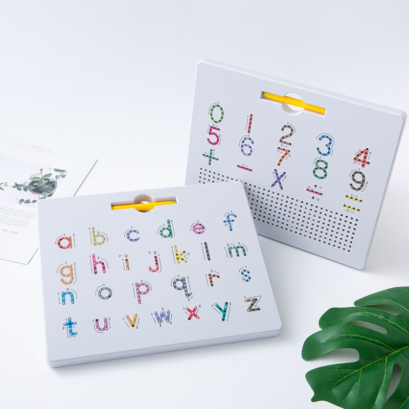 Planche à dessin magnétique alphanumérique tableau d'écriture jouets éducatifs pour enfants Double face couleur lettre numérique boule en acier