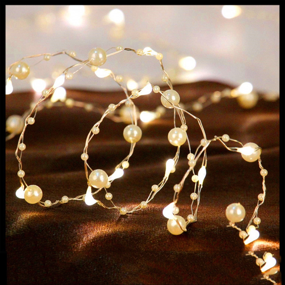 Pearl Led Strings Light 1.8M 20led Copper Wire 2XAA Battery Operated Christmas Wedding Party Decoration LED String Fairy Lights