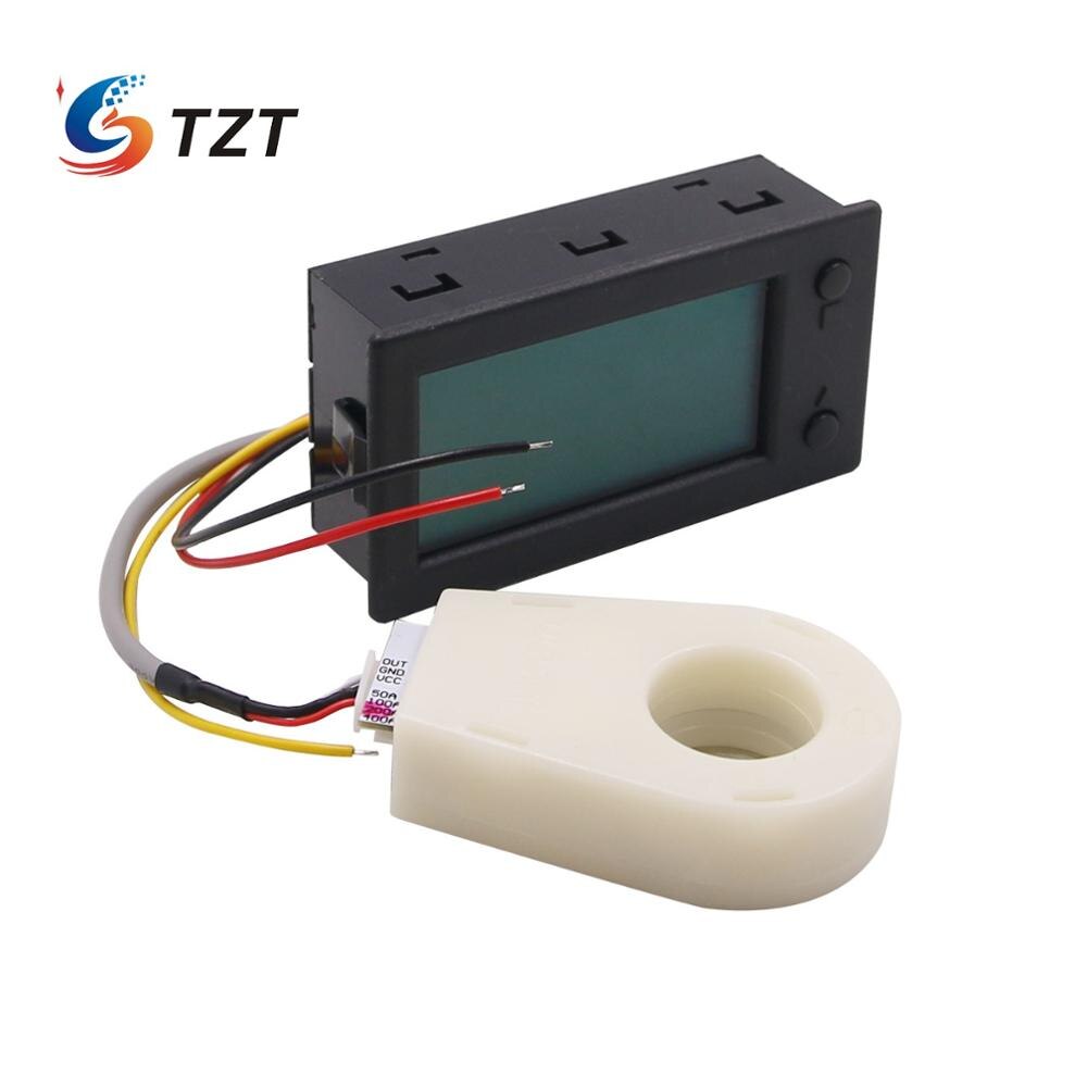 Tzt  dc 0-300v batteri monitor meter kapacitet spænding amperemeter coulometer + hall sensor 50a/100a/200a/400a