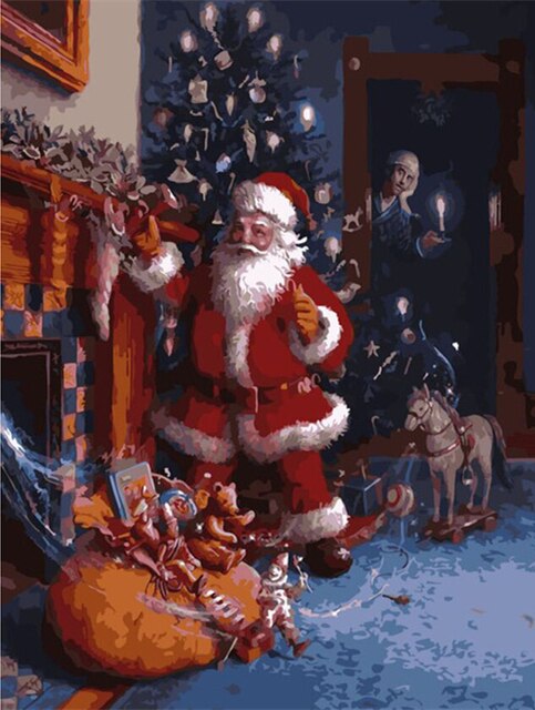 HUACAN DIY Oil Painting Snowman Kits Drawing Canvas HandPainted Pictures By Numbers Christmas Winter Art Home Decoration: SZHC1-262