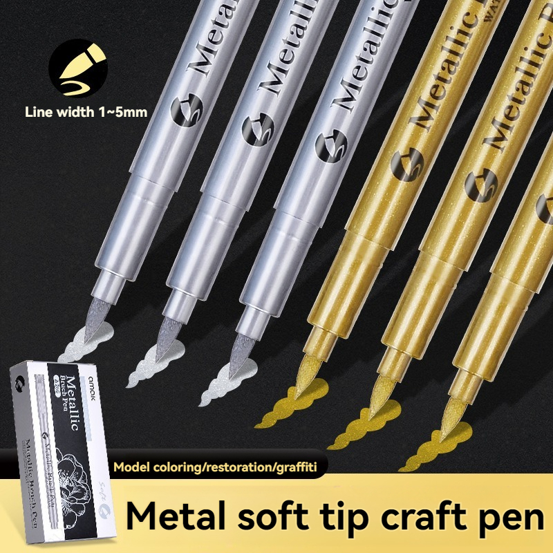 Rotulador metálico resaltado, rotulador de pintura permanente impermeable blanco dorado para roca, taza, cerámica, vidrio, suministros de pintura DIY