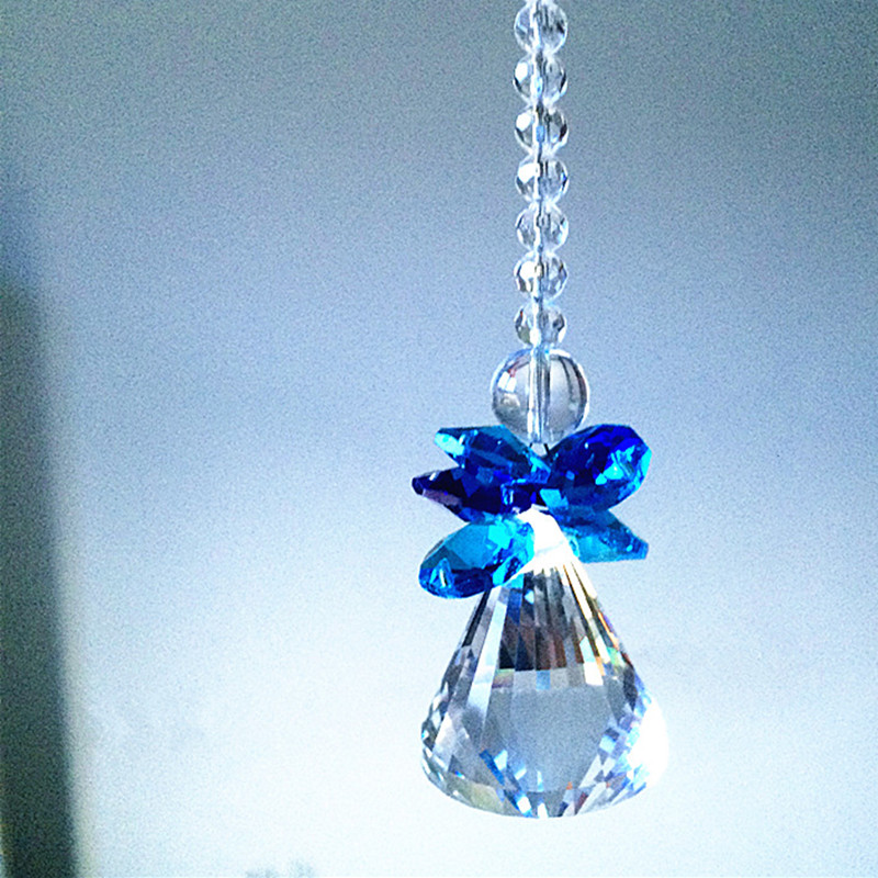 Aqua 150MM Crystal Glas Hoek Druppels Opknoping Hangers Suncatcher Kroonluchter Diamant Bal Met Achthoek Kralen Voor Home Decoratie