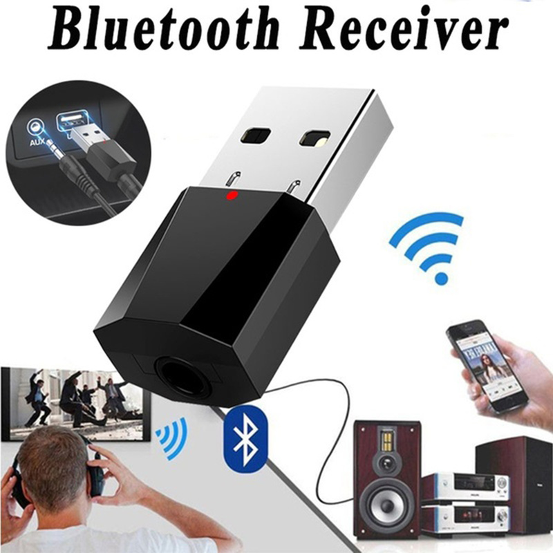 Receptor de Audio Portátil con Bluetooth para el hogar y el coche, adaptador auxiliar de música estéreo, inalámbrico, USB, 2 colores, 3,5 MM