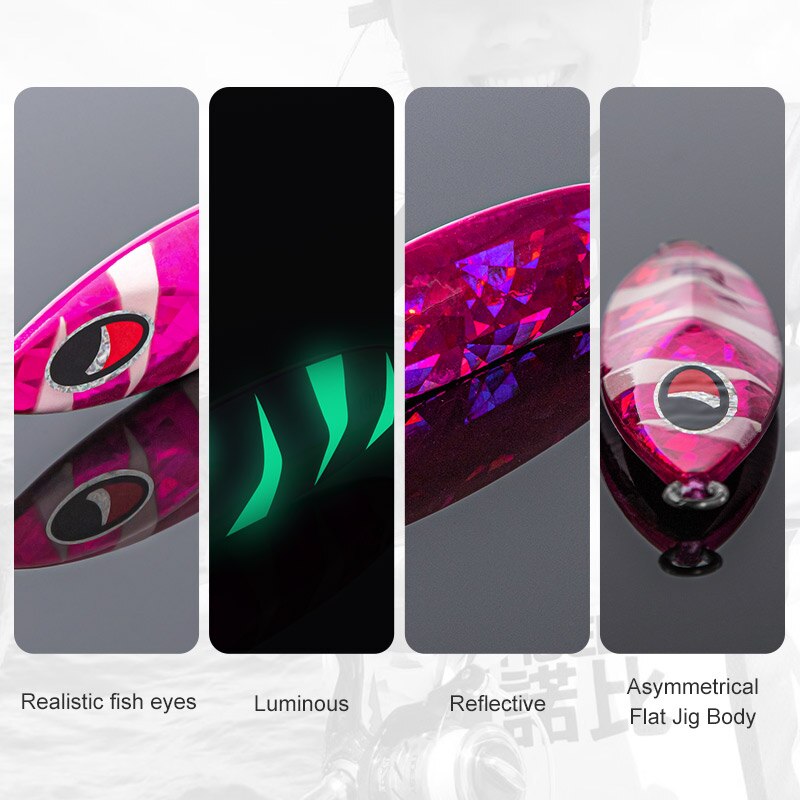 Noeby Metal Jig Lure 40g Spoon Shore Casting Slow Pitch Jigging Swing Super Hard Artificial Bait for Saltwater Fishing Lure