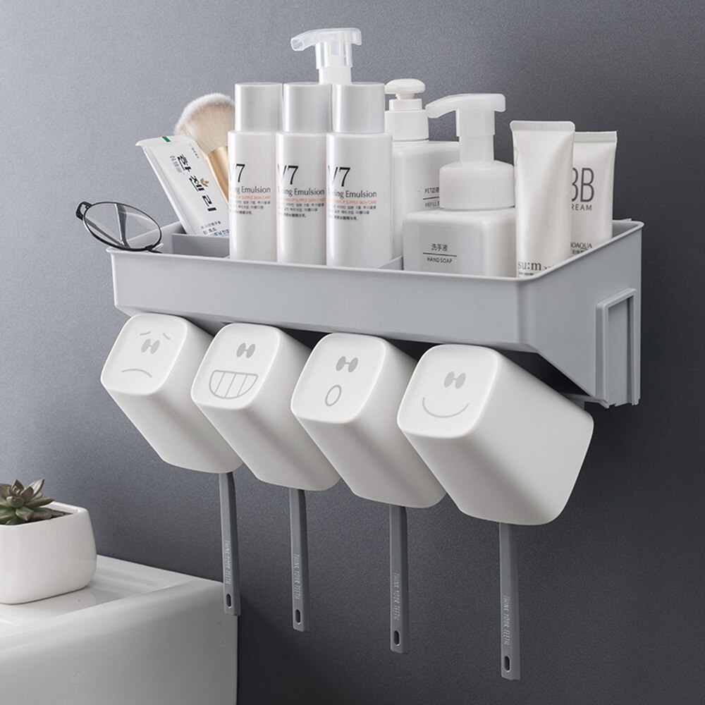 Badkamer Tandenborstel Beker Rack Muur Opknoping wc Mond Cup Set Gratis Punch Eenvoudige Borstel bekerhouder wx7170925