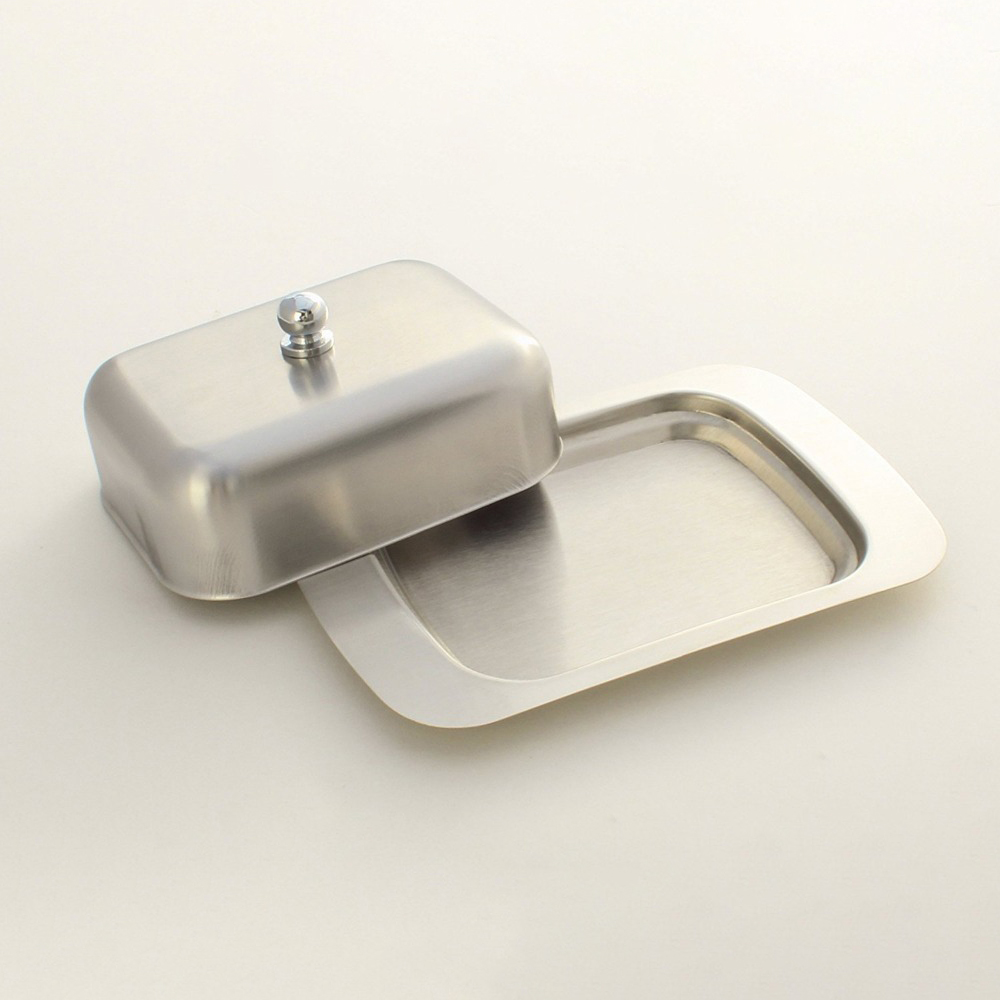 Boîte à beurre en acier inoxydable, conteneur , plateau de rangement pour serveur de fromage avec couvercle facile à tenir