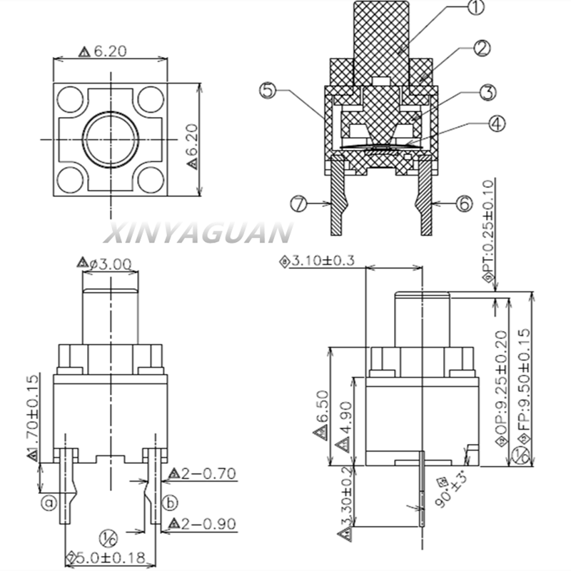 10Pcs Kailh Mute Knop 6*6*4.3/7.3/9.5Mm Vierkante Stille Schakelaar It Zijn Draadloze Muis bedrade Muis Micro-schakelaar Muis Knop Tact Switch