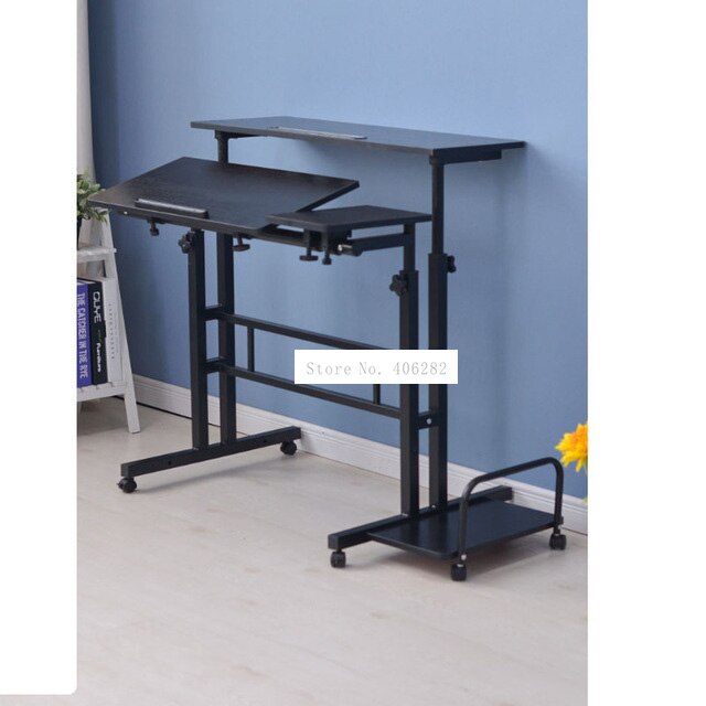 Modern Sit/Stand Computer Desk With Keyboard Tray Height Adjustable Simple Standing Laptop Desk Notebook/Monitor Holder Stand: Black willow color